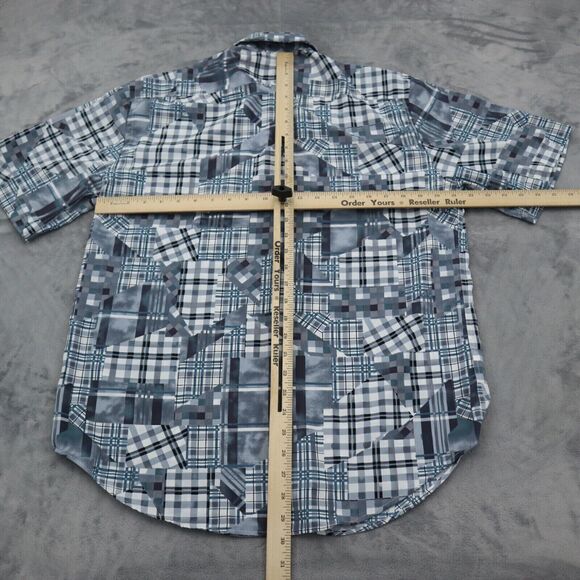 VO5 Shirt Mens L Gray Geometric Cinco En Todo Button Up Short Sleeve Collared - Picture 3 of 15